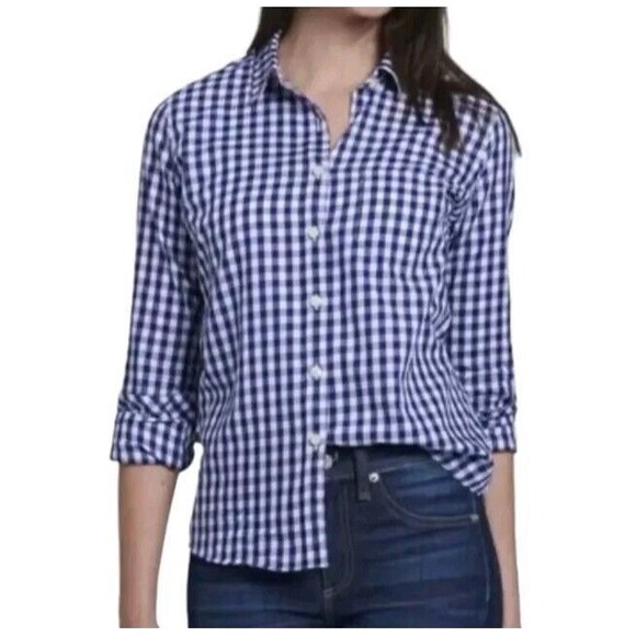 UNTUCKit Tops - New Untuckit Women's Size 2 Belleza Gingham Checkered Button Down Shirt Navy
